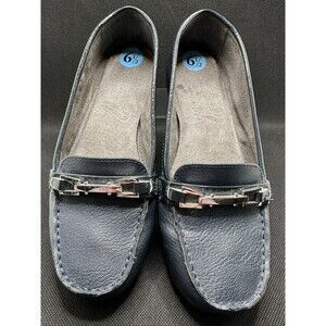 Aerosoles Nuwsreel Loafers Women’s 6.5M Blue Faux Leather Shoe Silver Accent